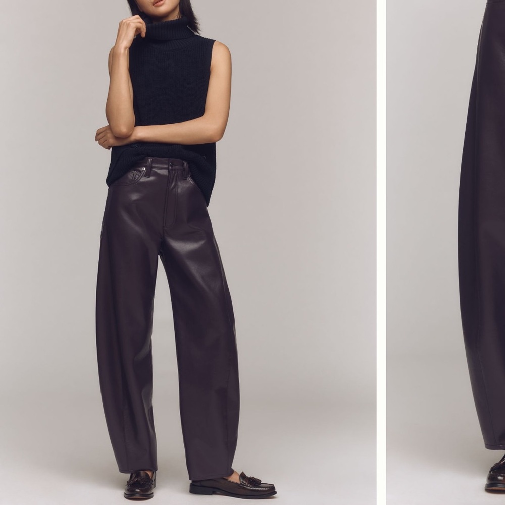 Agolde Plum Wide-Leg Leather Trousers